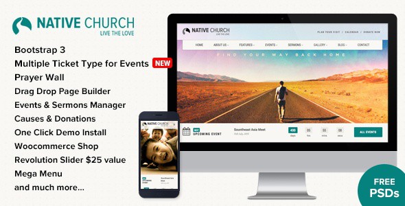 NativeChurch主题英文版 WordPress响应式 在线商店主题【v2.9.9.2】