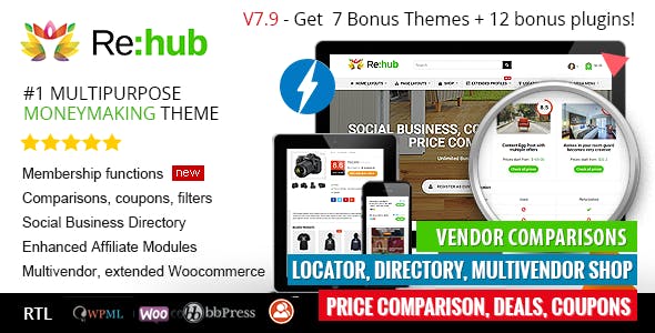 Rehub theme英文版主题 WordPress响应式 多用途主题【V8.5.1】